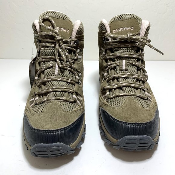 Bearpaw Tallac Hiking Boots Suede Leather Lace Up Booties Natural Size 7 NEW - Picture 3 of 7